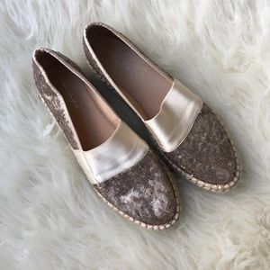 JSlides NYC Rose Gold Sequin Espadrilles